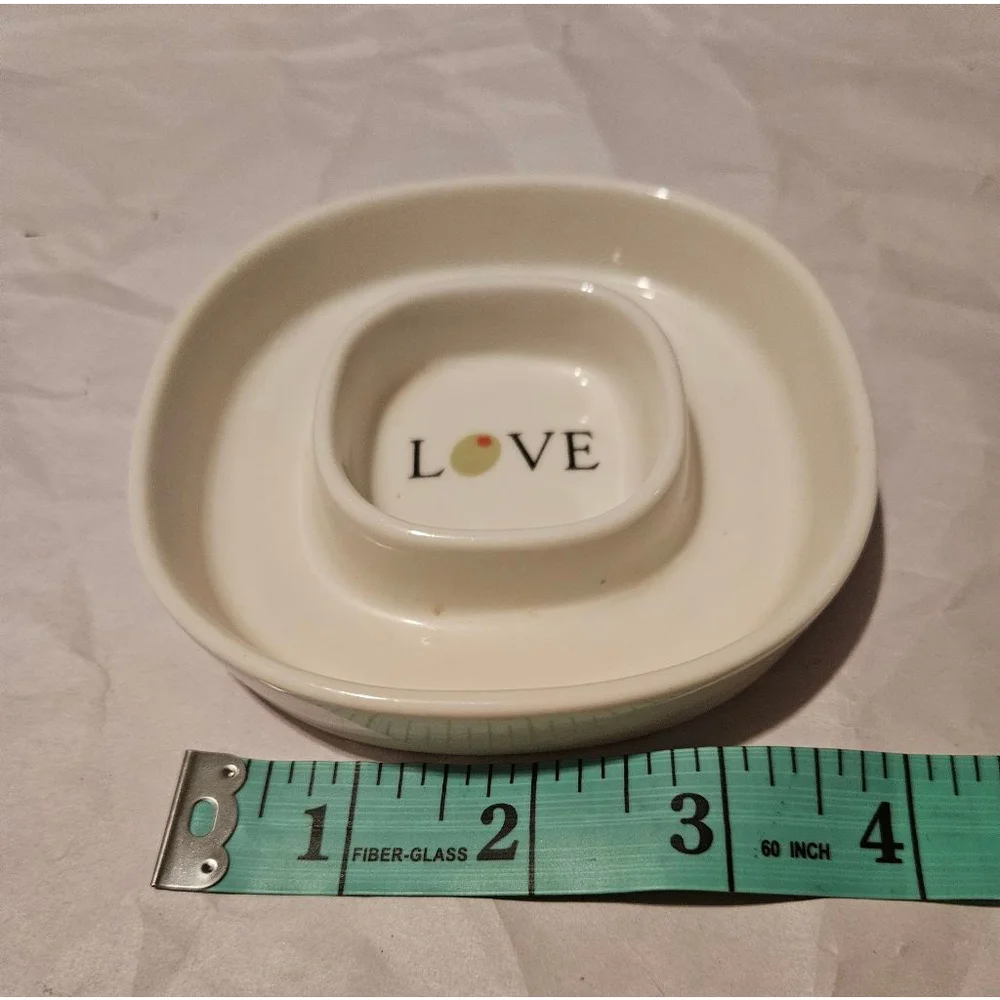 Olive Dish with Spreader - White and Green
